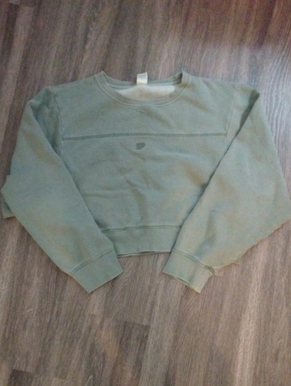 VICTORIAS SECRET PINK- Green Cropped Sweatshirt Size XL